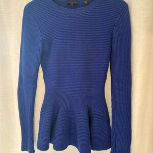 Ted Baker Royal Blue Knit Peplum Sweater.